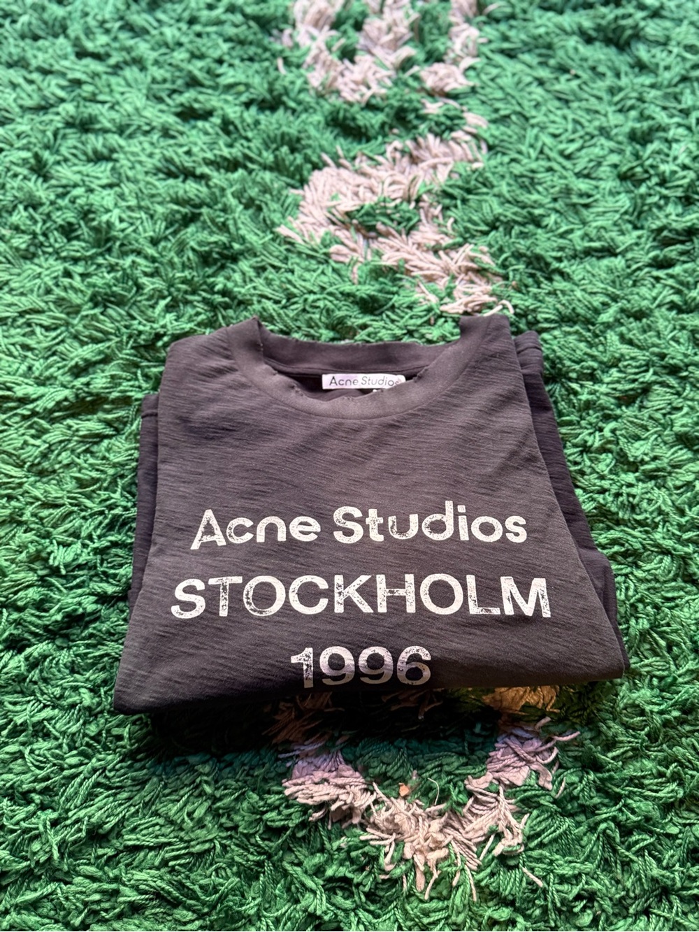 Acne Studios Black Graphic Logo Tee with White Print